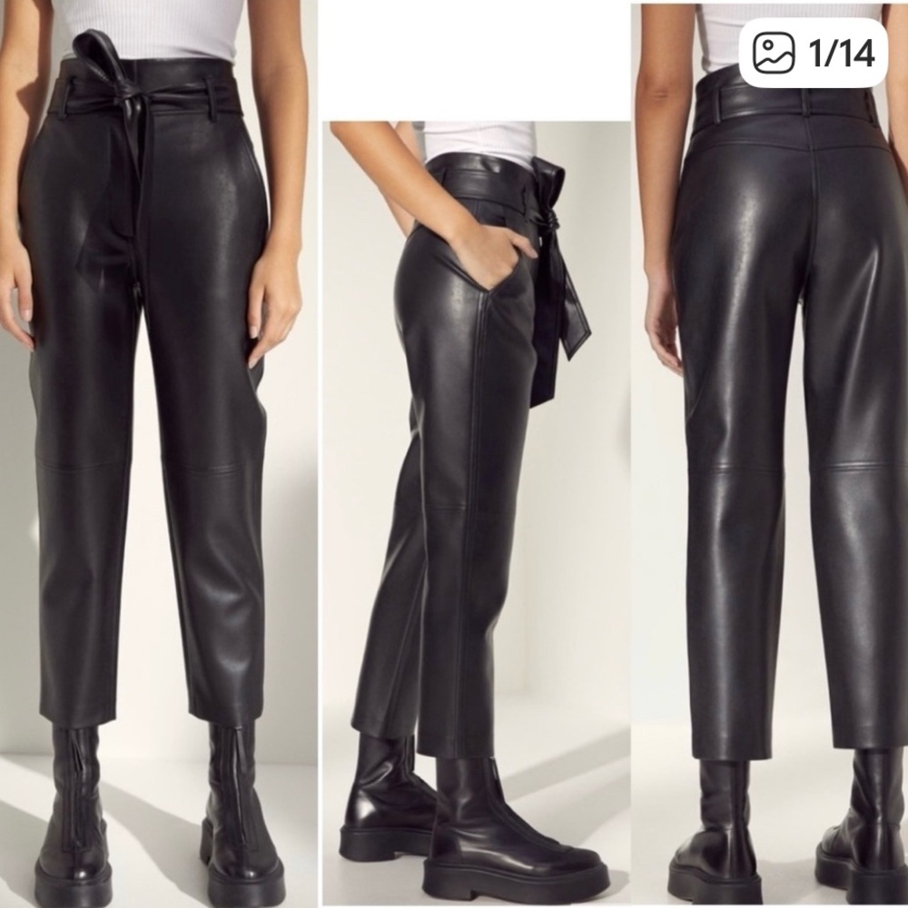Black Wilfred High-Waisted faux Leather Pants